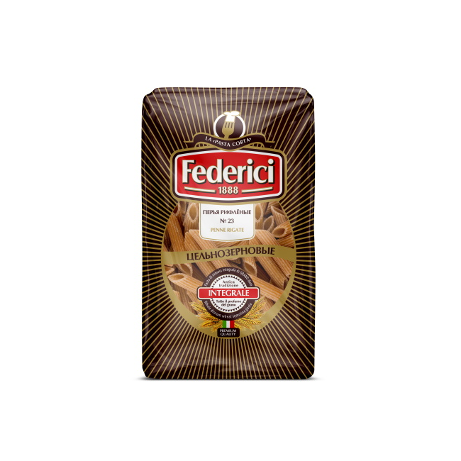 Federici №23 Penne rigate (Перья рифлёные) цельнозерновые, 400г