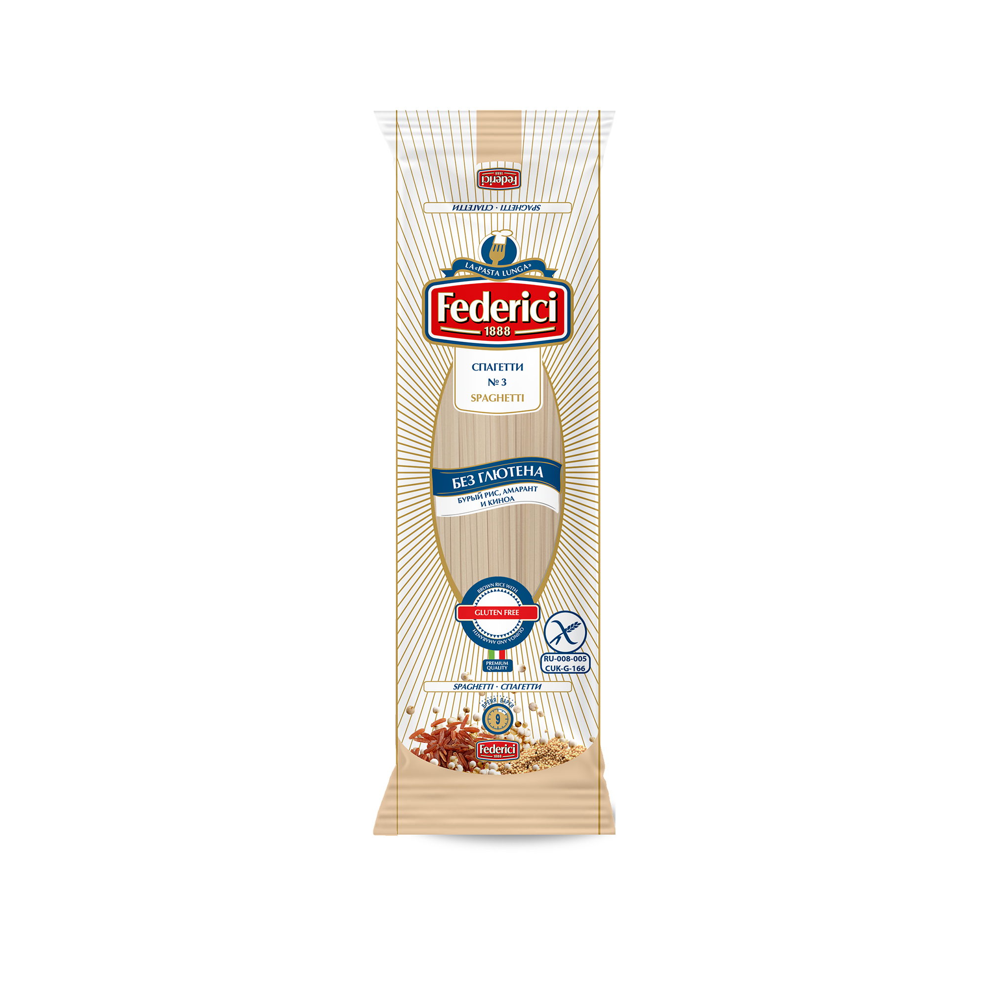 Federici №3 Spaghetti gluten-free from Brown Rice with Amaranth and Quinoa, 250g