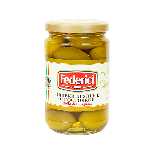 Federici «Bella di cerignola» Оливки крупные с косточкой, 300 гр