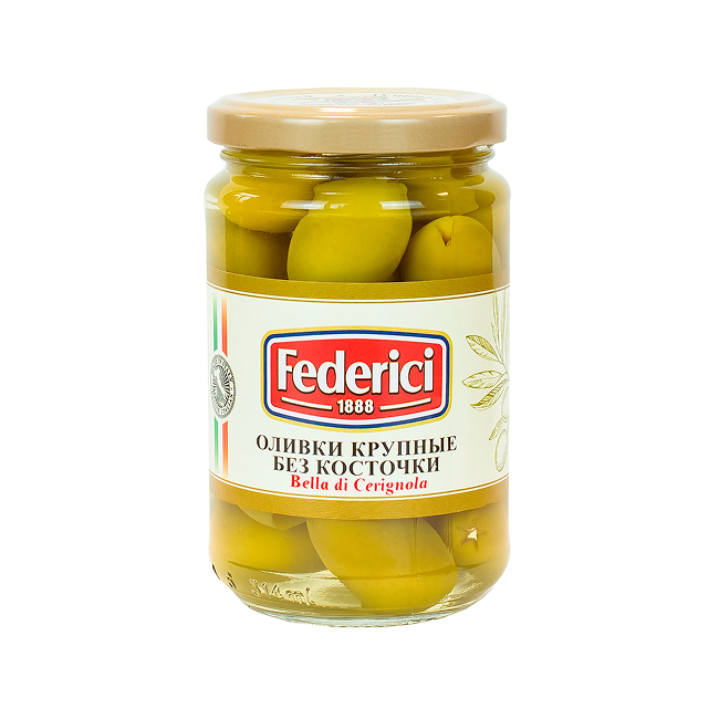 Federici «Bella di cerignola» Оливки крупные без косточки, 300 гр