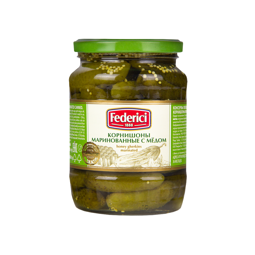 Federici Honey gherkins marinated, 720ml