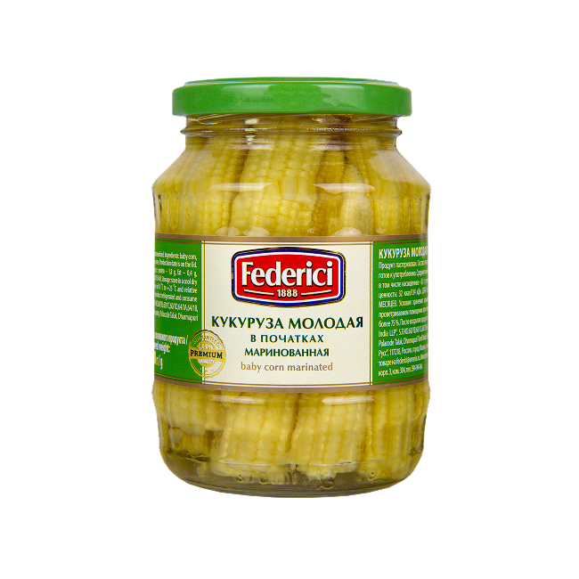 Federici Baby corn cobs marinated, 370ml