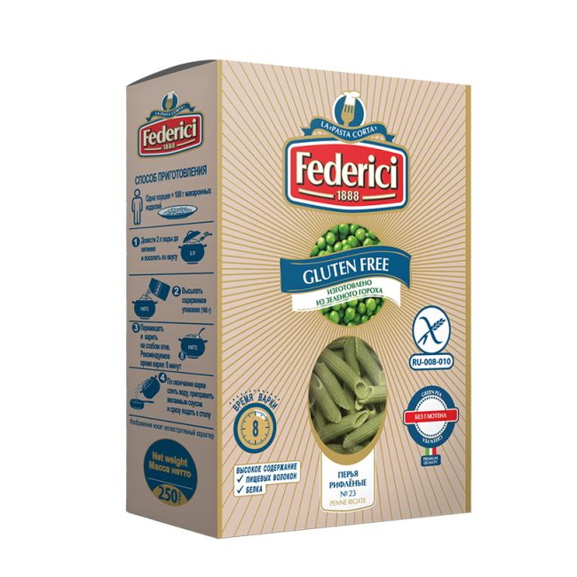 Federici №23 Penne Rigate Gluten free green pea pasta