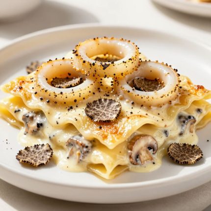 Лазанья с кальмарами и трюфелями